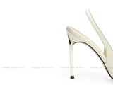 Souvenir Slingback Mũi Bạc 11cm Đen Bóng/ Trắng Bóng
