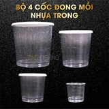 Bộ 4 Cốc Đong Mồi Nhựa Trong