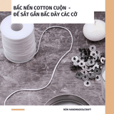 Bấc Nến Cotton Cuộn Chưa Chuốt Sáp + Đế Sắt Kẹp Bấc Dây Các Cỡ