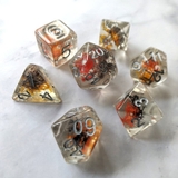 Orange and Black Moss DnD Dice Set, Polyhedral dice