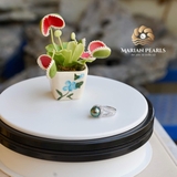 Nhẫn Ngọc trai Tahiti Nữ Hoàng Biển Cả Nạm Kim Cương Tấm.