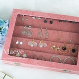 Hộp khuyên tai mặt kính vừa - hồng