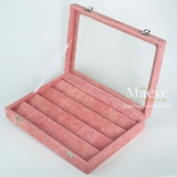 Hộp khuyên tai mặt kính vừa - hồng