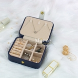 Hộp vuông khoá nút thời trang - xanh đậm