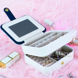 Hộp vuông khoá nút thời trang - trắng