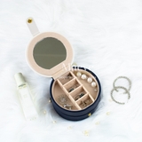 Hộp tròn khoá nút thời trang - xanh nước biển đậm