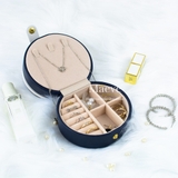 Hộp tròn khoá nút thời trang - xanh nước biển đậm