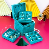 Hộp nhung 3 tầng hình hươu - xanh ngọc bích