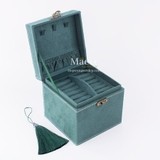 Hộp nhung 3 tầng hình hươu - xanh ngọc bích