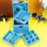 Hộp nhung 3 tầng - xanh da trời