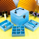 Hộp nhung 3 tầng - xanh da trời