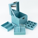 Hộp nhung 3 tầng - xanh da trời