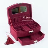 Hộp nhung hình cánh quạt - đỏ rượu