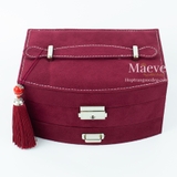 Hộp nhung hình cánh quạt - đỏ rượu