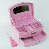 Hộp nhung hình cánh quạt - hồng cánh sen