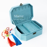 Hộp bát giác 2 tầng hình chim sẻ - xanh da trời