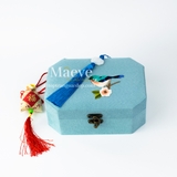 Hộp bát giác 2 tầng hình chim sẻ - xanh da trời