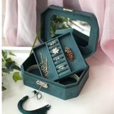 Hộp bát giác 2 tầng - xanh lá cây đậm