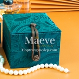 Hộp quà tặng vân ngọc thổ cẩm vừa - xanh lá cây đậm