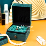 Hộp quà tặng vân ngọc thổ cẩm vừa - xanh lá cây đậm