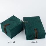 Hộp quà tặng vân ngọc thổ cẩm vừa - xanh lá cây đậm