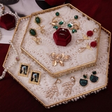 Set khay trang sức lục giác đế ren hoạ tiết