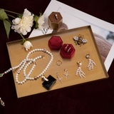 Khay trang sức chữ nhật kim loại mạ vàng