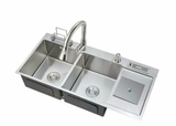 CHẬU RỬA CHÉN 2 HỘC CÓ 1 CÁNH HỘC RÁC INOX 201 LANKA