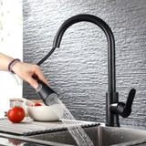Combo Chậu Rửa Chén 1 Hộc Inox phủ nano Đen Kèm Vòi Nóng Lạnh Sơn Tĩnh Điện Dây Rút