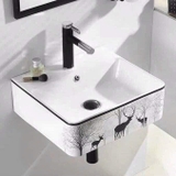 Chậu Lavabo Treo Tường Mẫu Vuông Hoa Văn Hươu Nai LANKA
