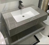 Kệ Lavabo 2 Tầng Xám Vân Mây Chống Trầy Kèm Lavabo Âm 80x47