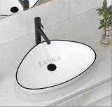 Chậu Lavabo Đặt Bàn Mẫu Tam Giác Viền Đen Lanka LB39