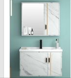 Bộ chậu lavabo tủ gương soi vân mây LANKA