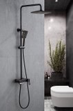 Bộ Sen Cây Tắm, Sen Tắm Đứng Nóng Lạnh Nút Nhấn Dạng Phím Đàn inox 304 Sơn Tỉnh Điện Màu Đen mã SC18