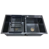 CHẬU CHÉN 2 HỘC LỆCH INOX PHỦ NANO 8245DT LANKA