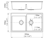 Chậu Rửa Chén Đá 2 Hộc Lệch Australia T8650-F07 Xám