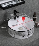 Chậu Lavabo Đặt Bàn Tròn Hoa Văn Nai Rừng LANKA LB06