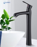 Vòi Lavabo Tròn cao 30cm Đồng Thau Sơn Tỉnh Điện Màu Đen Lanka LBL08
