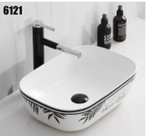 Chậu Lavabo Đặt Bàn Hoa Văn Lá Trúc Lanka LB40