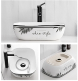 Chậu Lavabo Đặt Bàn Hoa Văn Lá Trúc Lanka LB40