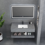 Kệ Lavabo 2 Tầng Xám Vân Mây Chống Trầy Kèm Lavabo Âm 80x47
