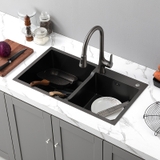 CHẬU CHÉN 2 HỘC LỆCH INOX PHỦ NANO 8245DT LANKA