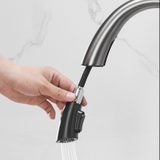 Vòi Rửa Chén Rút Nóng Lạnh Đồng Thau Sơn Tĩnh Điện Xám LANKA NL25