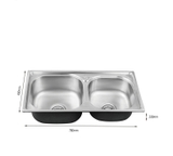 CHẬU RỬA CHÉN 2 HỘC ÉP INOX 201 LANKA