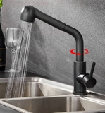 Vòi Rửa Chén Nóng Lạnh Dây Rút Inox Phủ Nano Màu Đen Lanka VRCNL05