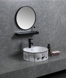 Chậu Lavabo Đặt Bàn Tròn Hoa Văn Nai Rừng LANKA LB06
