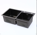 CHẬU CHÉN 2 HỘC LỆCH INOX PHỦ NANO 8245DT LANKA