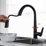Vòi Rửa Chén Rút Nóng Lạnh Đồng Thau Sơn Tĩnh Điện Đen LANKA NL14