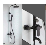 Vòi sen tắm đứng mẫu tròn sơn tỉnh điện màu đen LANKA mã SC16