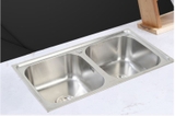 CHẬU RỬA CHÉN 2 HỘC ÉP INOX 201 LANKA